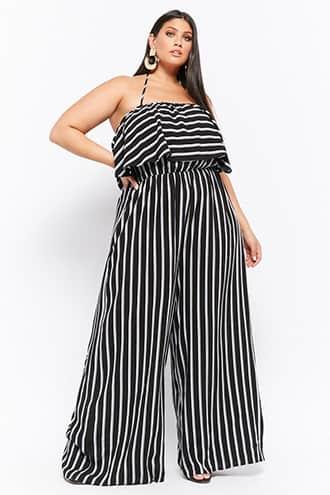 Forever21 Plus Size Striped Halter Jumpsuit