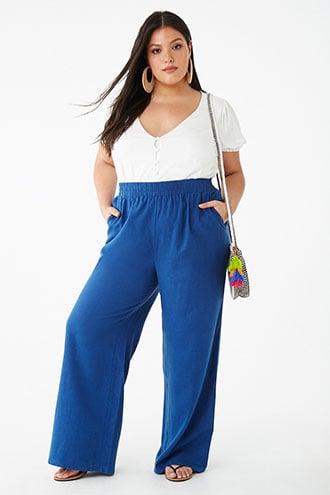 Forever21 Plus Size Linen-blend Wide-leg Pants