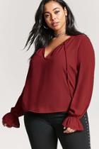 Forever21 Plus Size Trumpet-sleeve Chiffon Top
