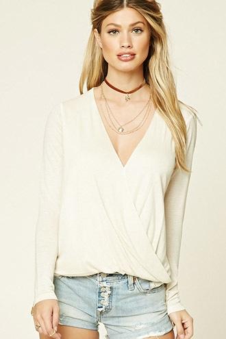 Forever21 Women's  Surplice-front Top
