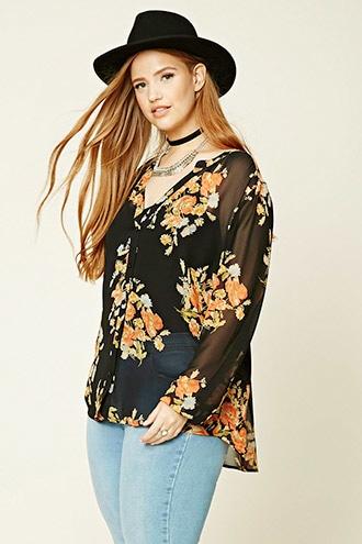 Forever21 Plus Women's Plus Size Floral Shirt