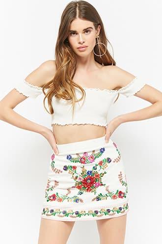 Forever21 Selfie Leslie Embroidered Skirt