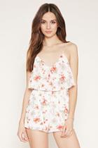 Forever21 Women's  Floral Flounce-layered Romper