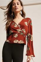 Forever21 Floral Bell-sleeve Wrap Top