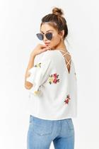 Forever21 Floral Embroidered Crisscross Top