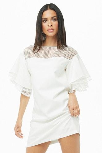 Forever21 Illusion Flounce Sleeve Shift Dress