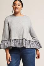 Forever21 Plus Size Heathered Gingham-trim Knit Top