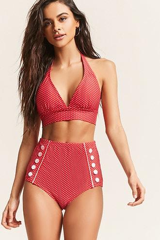 Forever21 Unique Vintage Pin Dot Bikini Bottoms