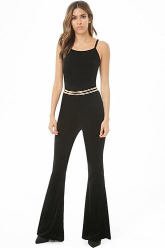 Forever21 Velvet Flare-leg Cami Jumpsuit