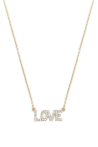 Forever21 Rhinestone Love Pendant Necklace