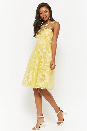Forever21 Embroidered Tulle Midi Dress