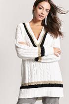 Forever21 Chenille Varsity Cable-knit Sweater
