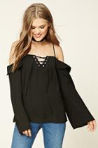 Love21 Women's  Laced Open-shoulder Top