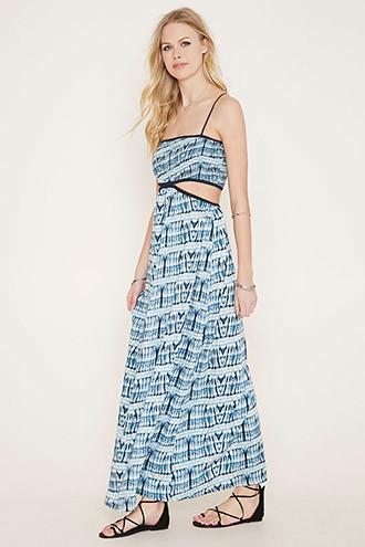 Forever21 Women's  Cutout Tie-dye Maxi Dress
