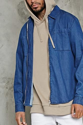 Forever21 Denim Zippered Shirt