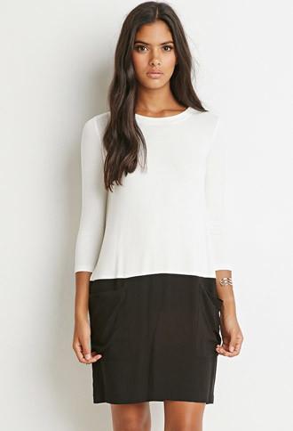 Forever21 Colorblocked Two-pocket Dress