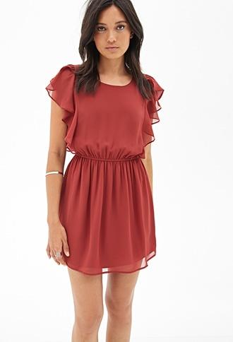 Forever21 Women's  Fit & Flare Chiffon Dress