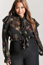 Forever21 Plus Size Sheer Ruffled Floral Top