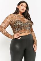 Forever21 Plus Size Sheer Leopard Print Crop Top
