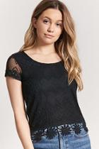 Forever21 Heathered Sheer Mesh Lace Knit Top