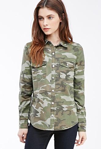 Forever21 Camouflage Print Shirt Jacket