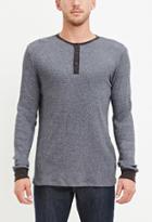 21 Men Men's  Classic Thermal Henley (heather Navy)