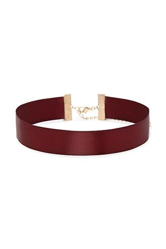 Forever21 Burgundy Satin Ribbon Choker
