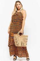 Forever21 Plus Size Tiered Leaf Print Maxi Dress
