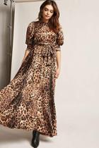 Forever21 Eta Leopard Print Satin Maxi Dress