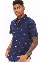 Forever21 Trunks Surf & Swim Embroidered Shark Button Shirt