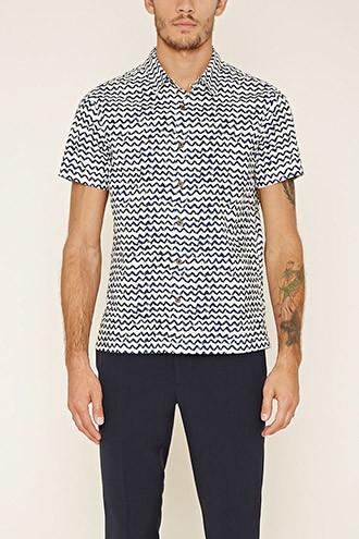 21 Men Men's  Zigzag Print Shirt