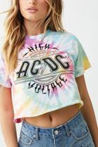 Forever21 Acdc Graphic Tie-dye Cropped Tee