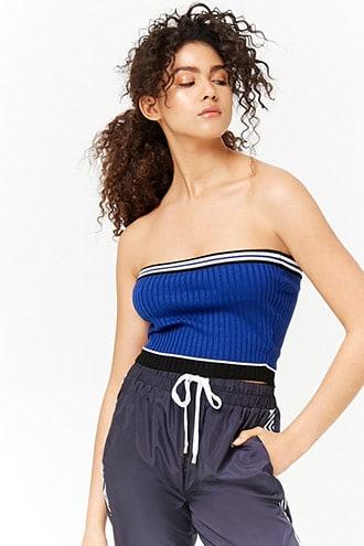 Forever21 Striped Sweater-knit Tube Top