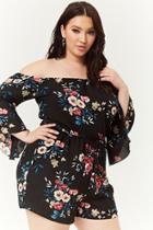 Forever21 Plus Size Gauze Floral Off-the-shoulder Romper
