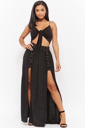 Forever21 Vintage Havana Lace-up Skirt