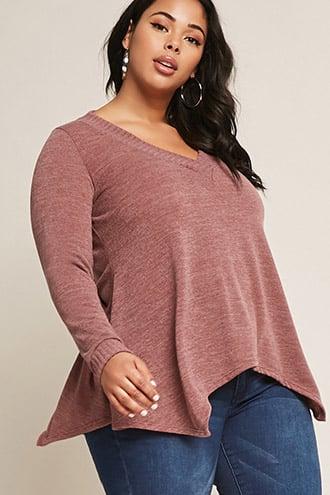 Forever21 Plus Size V-neck Handkerchief Sweater
