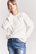Forever21 Tasseled Floral Pom Pom Knit Top