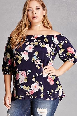 Forever21 Plus Size Satin Floral Blouse