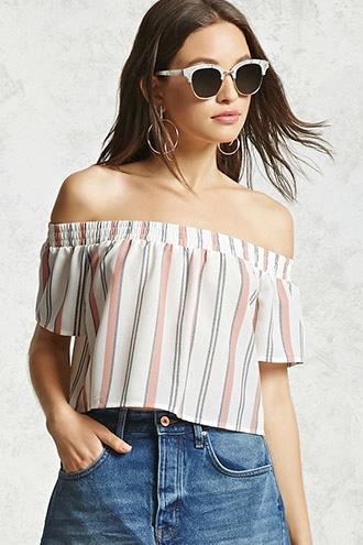 Forever21 Off-the-shoulder Boxy Crop Top