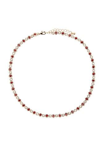 Forever21 Gold & Dark Red Faux Gem Collar Necklace