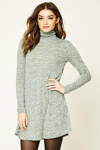 Forever21 Women's  Olive Turtleneck Swing Dress