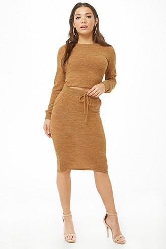Forever21 Marled Knit Top & Pencil Skirt Set