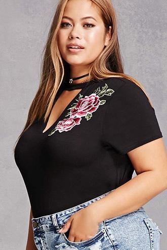 Forever21 Plus Size Cutout Floral Tee