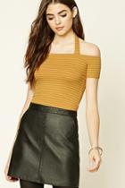 Forever21 Striped Open-shoulder Top