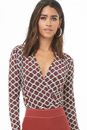 Forever21 Abstract Print Surplice Top