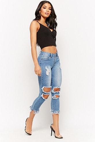 Forever21 Distressed Capri Skinny Jeans