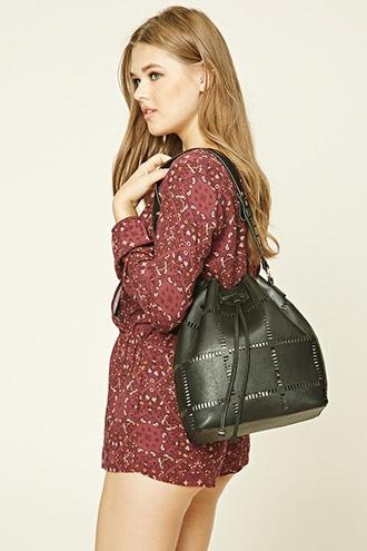 Forever21 Faux Leather Cutout Bucket Bag
