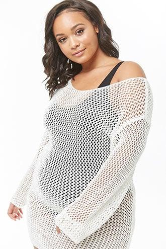 Forever21 Plus Size Crochet-knit Swim Cover-up Dress