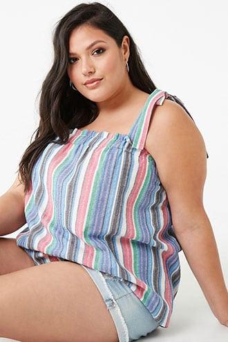Forever21 Plus Size Striped Self-tie Top
