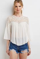 Forever21 Embroidered Mesh Panel Top